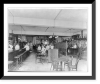 General view of restaurant-saloon; bars on both sides, tables with young busboys in center, Antique Print