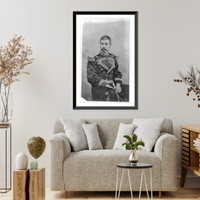 Porfirio Diaz, 1830-1915, three-quarters length portrait, seated in military uniform, facing slightly left, Antique Poster