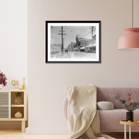 Historic Framed Print, Va. - Newport News - looking up 28th St.,  17-7/8" x 21-7/8"