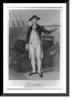 John Paul Jones, 1747-1792, full-length portrait, standing, facing right, beside ship cannon Classic, Vintage Print