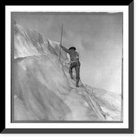 Washington - Mount Rainier Guide cutting steps on ice slope near summit, Antique Poster