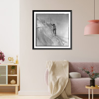 Washington - Mount Rainier Guide cutting steps on ice slope near summit, Antique Poster