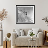 Washington - Mount Rainier Guide cutting steps on ice slope near summit, Antique Poster