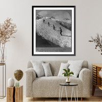 Historic Framed Print, [Washington - Mount Rainier] Toiling up a steep snowfield,  17-7/8" x 21-7/8"
