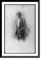 Historic Framed Print, [Christian A. Fleetwood, three-quarters portrait, standing, in straw hat, facing slightly left],  17-7/8" x 21-7/8"