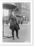 Mrs. L.A. King, full, standing, directing traffic as policewoman Classic, Antique Print