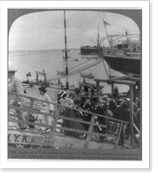 Japanese of Yokahama boarding SS MANCHURIA to welcome Secretary Taft and American visitors, Antique Poster