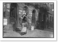 Historic Framed Print, Tired woman with heavy load of home-work. Lafayette St., near Astor Place. Location: New York, New York (State),  17-7/8" x 21-7/8"