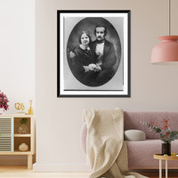 Jennie Lind and her husband, Dr. Otto Goldschmidt, half-length portrait, seated, oval Classic, Vintage Wall Art