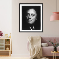 Historic Framed Print, [Franklin Delano Roosevelt, head, facing slightly left],  17-7/8" x 21-7/8"