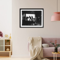 Historic Framed Print, [Dr. C. Francis Jenkins, noted inventor and television pioneer, directing a scene in his new studio in Washington, D.C.,,  17-7/8" x 21-7/8"