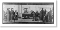 Benjamin Franklin, 1706-1790, full-length portrait, standing, left profile, signing the Declaration of Independence, Antique Wall Art