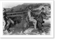 Historic Framed Print, [From China at War" series,  1937-1945: Camouflaged cavalry crossing river (III-209)]",  17-7/8" x 21-7/8"