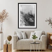 U.S. Navy in action at Vera Cruz, Mexico, 1914: landing craft leaving USS MICHIGAN, Vintage Wall Art