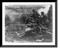 A detachment of French infantry with 2 quick-firing guns (machine guns), Antique Print