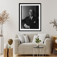 Historic Framed Print, [Louis Arthur Johnson, 1891-1966, head-and-shoulders portrait, facing left],  17-7/8" x 21-7/8"