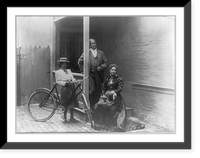 Portrait group: man, woman, and girl with bicycle, Historic Print