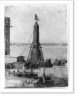 Historic Framed Print, The Obelisk" cased & machinery attached for lowering",  17-7/8" x 21-7/8"