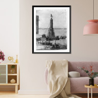 Historic Framed Print, The Obelisk" cased & machinery attached for lowering",  17-7/8" x 21-7/8"