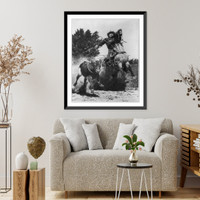 Historic Framed Print, [Cowboy roping calf],  17-7/8" x 21-7/8"