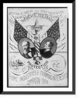 Presidential campaign flyer for Harrison in 1888; composite photos of Harrison and Morton Classic, Vintage Poster