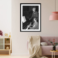 Historic Framed Print, [Photo from Patton Papers in MSS Div.: George Smith Patton, 1885-1945, singing, at piano],  17-7/8" x 21-7/8"