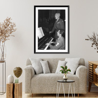 Historic Framed Print, [Photo from Patton Papers in MSS Div.: George Smith Patton, 1885-1945, singing, at piano],  17-7/8" x 21-7/8"