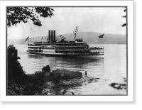 Historic Framed Print, [ROBERT FULTON, a 3-stacked steamboat, on Hudson River],  17-7/8" x 21-7/8"