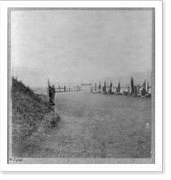 Historic Framed Print, [Interior of Fort Wagner in April, 1865. Charleston Harbor, S.C. Looking down rows of tents; #4294],  17-7/8" x 21-7/8"