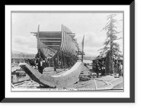 Shipbuilding in the Dickie Company Shipyard, Raymond, Washington Classic, Vintage Print