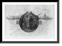 Section view of submarine interior; 3 men in sphere, Historic Reproduction