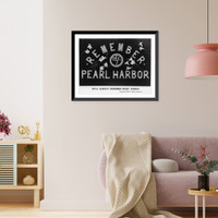 2 patriotic slogans c1942 by Alfred Anderson: We'll always remember Pearl Harbor"; same as 49724 but without the "Vs" and with more white lilies", Vintage Wall Art