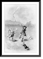 Historic Framed Print, [Man flying kite with kids],  17-7/8" x 21-7/8"