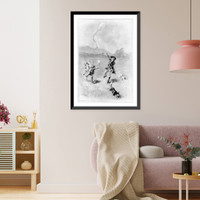Historic Framed Print, [Man flying kite with kids],  17-7/8" x 21-7/8"