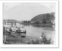 Steamboat J.G. PLAINE in front of the Monongahela Bridge, Brownsville, Pa, Vintage Print