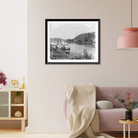 Steamboat J.G. PLAINE in front of the Monongahela Bridge, Brownsville, Pa, Vintage Print