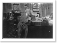 Historic Framed Print, [Woodrow Wilson, 1856-1924, full, seated, facing right, using telephone],  17-7/8" x 21-7/8"