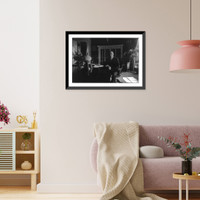 Historic Framed Print, [Woodrow Wilson, 1856-1924, three-quarters length, seated, facing slightly left, at desk in White House],  17-7/8" x 21-7/8"