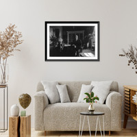 Historic Framed Print, [Woodrow Wilson, 1856-1924, three-quarters length, seated, facing slightly left, at desk in White House],  17-7/8" x 21-7/8"