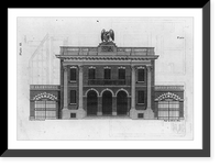 Historic Framed Print, An Elevation of the United States Bank, in Boston,  17-7/8" x 21-7/8"