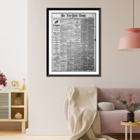 Front page of New York Times, Monday, Apr. 10, 1865, with news of Lee's surrender, Antique Poster