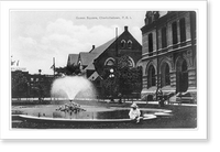 Picture post-card view of Queen Square, Charlottetown, Prince Edward Island, Canada, Vintage Wall Art