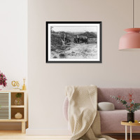 Historic Framed Print, [Camouflaged German 16-inch gun battery],  17-7/8" x 21-7/8"