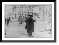 Georges Clemenceau, 1841-1929, full-length portrait, standing, facing right, pointing cane, in front of large building in Versailles Classic, Vintage Print