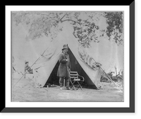 Ambrose Everett Burnside, 1824-1881, Major General, full-length portrait, standing in front of tent, arm bent with hand in coat, facing right Classic, Vintage Poster