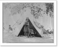 Ambrose Everett Burnside, 1824-1881, Major General, full-length portrait, standing in front of tent, arm bent with hand in coat, facing right Classic, Vintage Poster