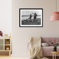 Historic Framed Print, [Albert Payson Terhune, 1872-1942, full-length portrait, standing, facing left, with 4 collies],  17-7/8" x 21-7/8"