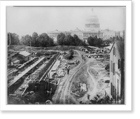 Historic Framed Print, [Library of Congress - Foundation, 1889 (U.S. Capitol in the background)],  17-7/8" x 21-7/8"