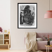 Historic Framed Print, [The Murkland Ingrain Carpet Loom - (displayed at the centennial, 1876?), Philadelphia],  17-7/8" x 21-7/8"