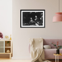 Historic Framed Print, [William Jennings Bryan, 1860-1925, half-length portrait, facing right, with two men],  17-7/8" x 21-7/8"